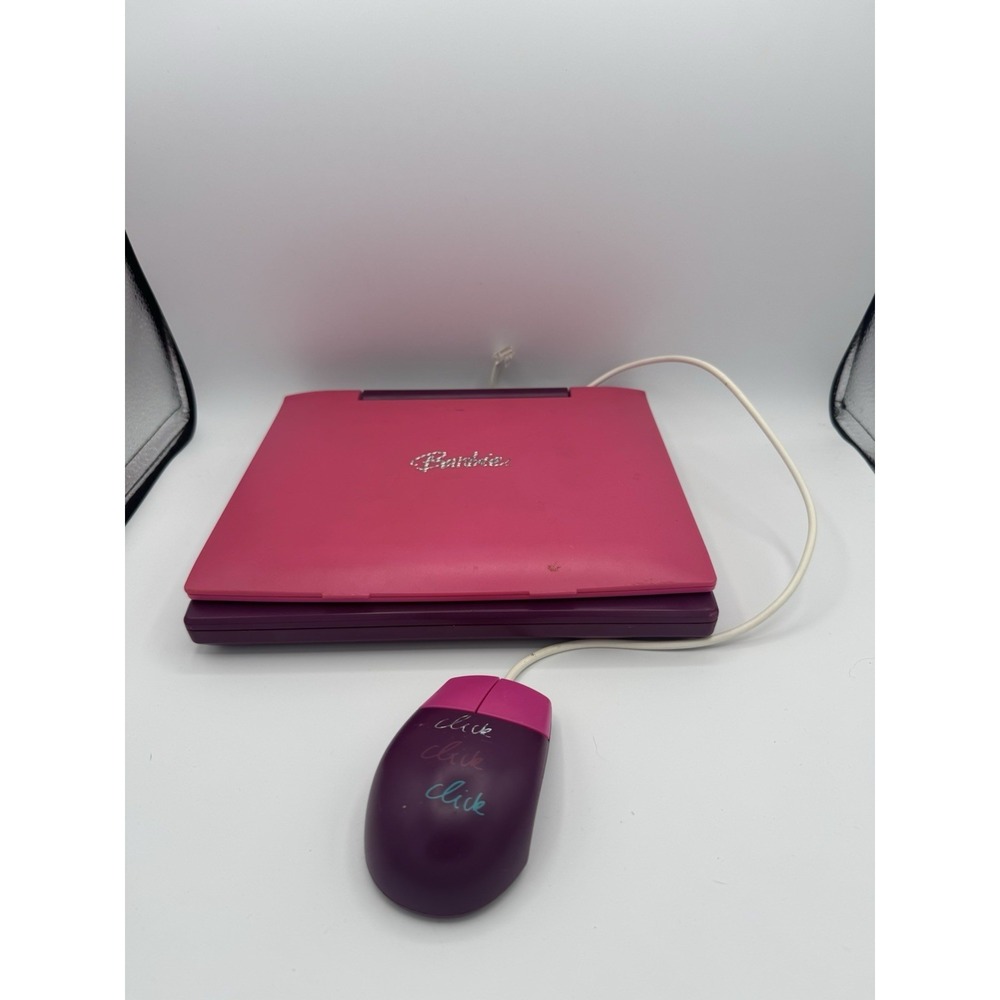 Vintage Mattel Barbie‎ B-Book Pink Laptop W/ Mouse For Parts Not Working